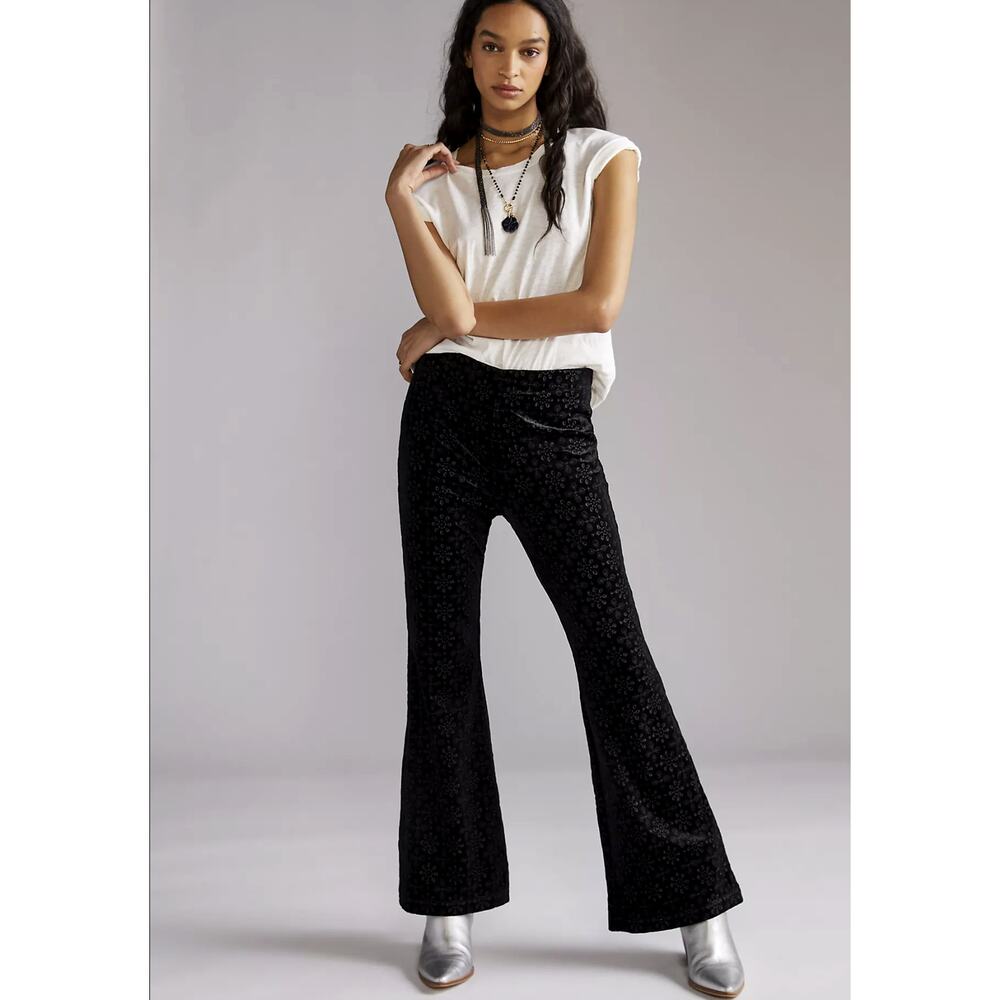 NWT Anthropologie Velvet Flare Knit Pants - Large
